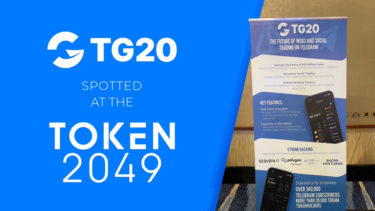 🚀 TG20 spotted at Token2049! 🚀 🌊TG20 making waves at Token2049! At this premier blockchain event with insights, networking, and the latest trends decentralized finance. Thanks to all supporters #Token2049 #TG20 #BlockchainRevolution