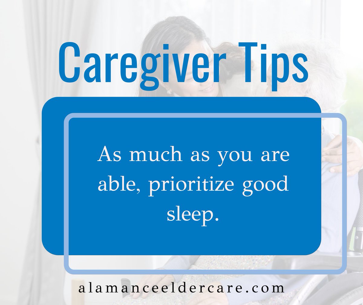 Sleep deprivation can harm your mental health as a caregiver. As much as you are able, make sleep a priority by resisting the urge to stay on your phone before bed or watch TV.

Source: ow.ly/uiH750R3zI5

#AlamanceEldercare #caregivertips #wecare