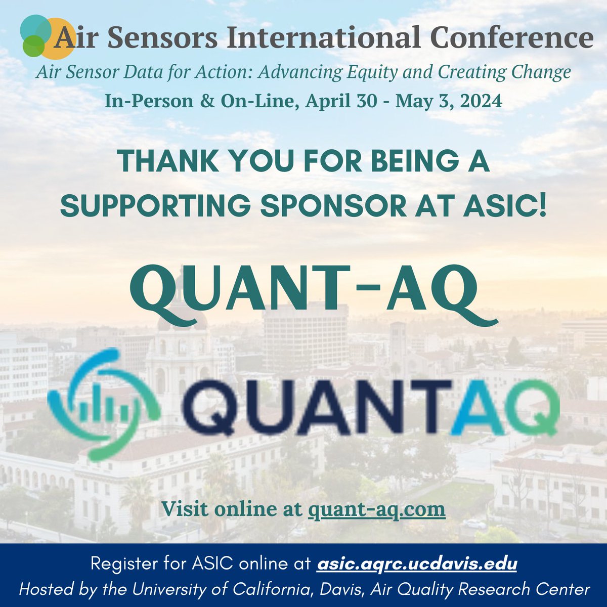 Thank you to QuantAQ for being a supporting sponsor at ASIC California 2024! Learn more about them at quant-aq.com. #QuantAQ #ASIC2024 #airquality #airsensors #lowcostsensors #airpollution #lowcostsensors #communityscience