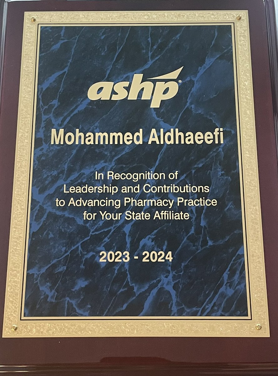 I am honored to be recognized by the <a href="/ASHPOfficial/">ASHP</a>. Cheers to another successful year at the WMSHP and SSHP and to more pharmacy advocacy efforts