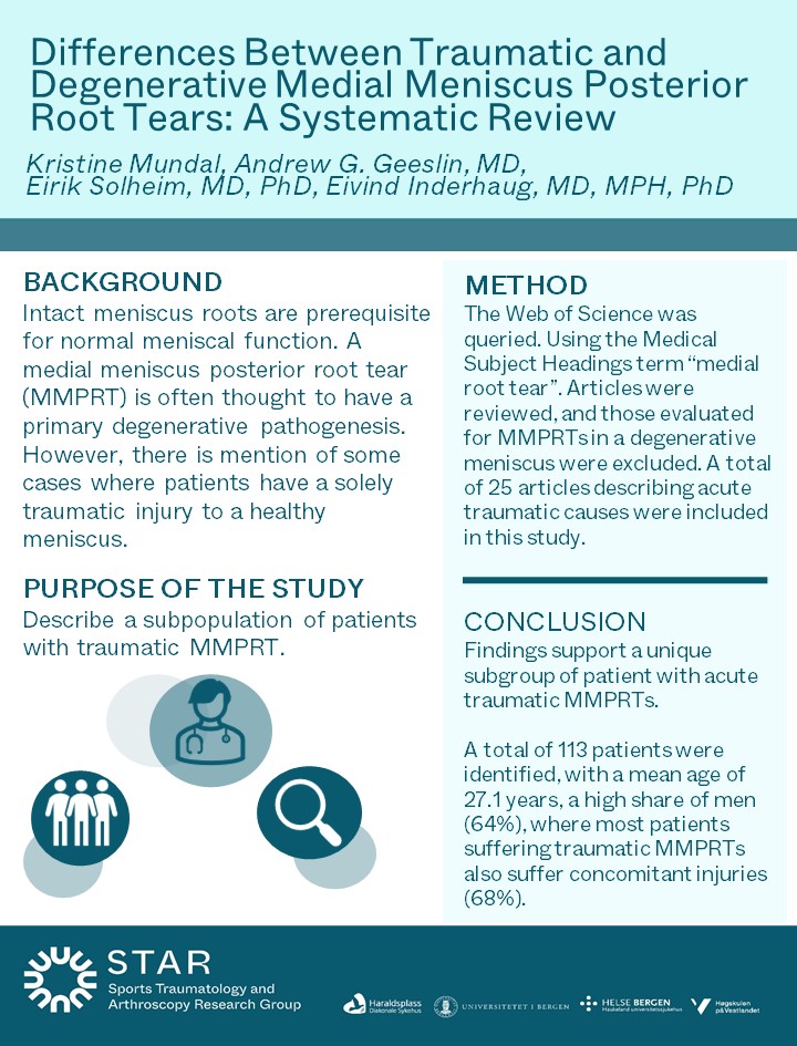 🔍 New Study Alert! 🔍 Read all about traumatic Medial Meniscus Posterior Root Tears in @MundalKristine & colleuages latest article published in @AJSM_SportsMed 👏