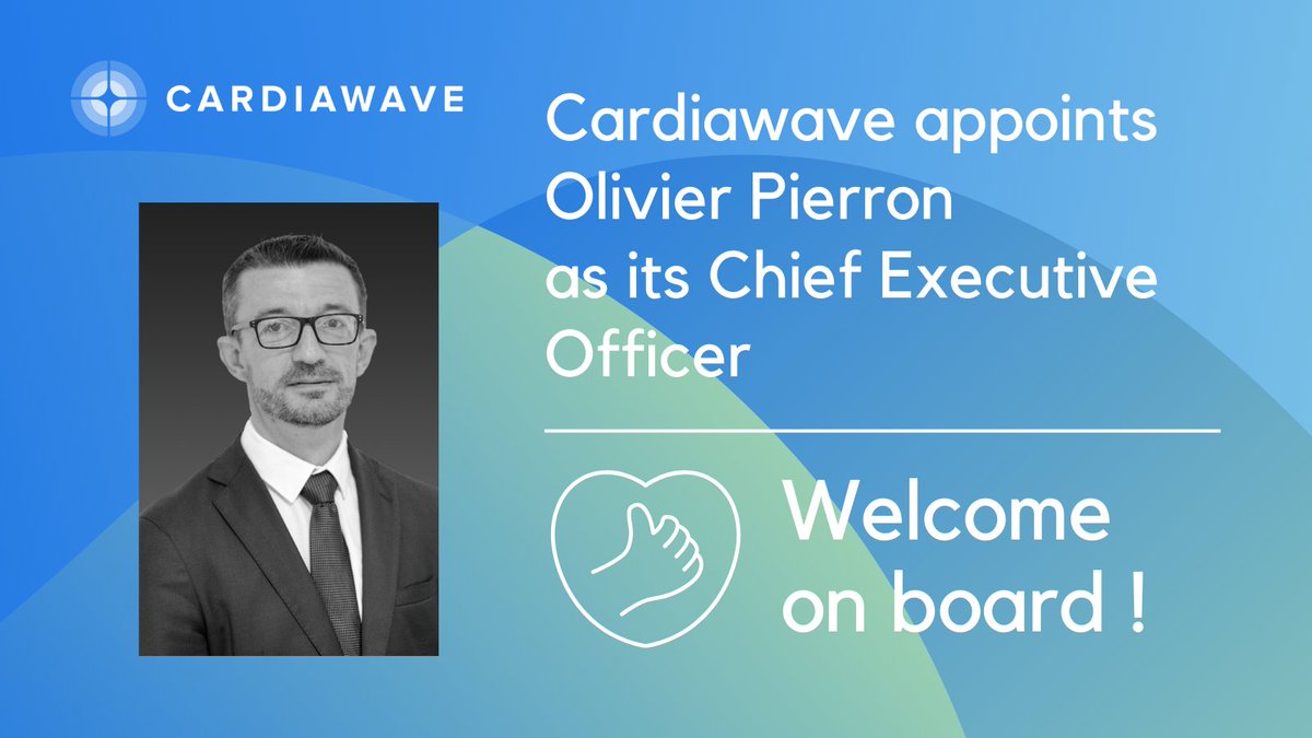 🎉 Cardiawave is delighted to announce the appointment of its new CEO, Olivier Pierron.
🌐 Check out our press release on Yahoo Finance here : bit.ly/4d1jnSW
#NewLeadership #Innovation #Healthcare @FranceBiotech @medtechinfrance @Pole_Medicen #HealthTech
