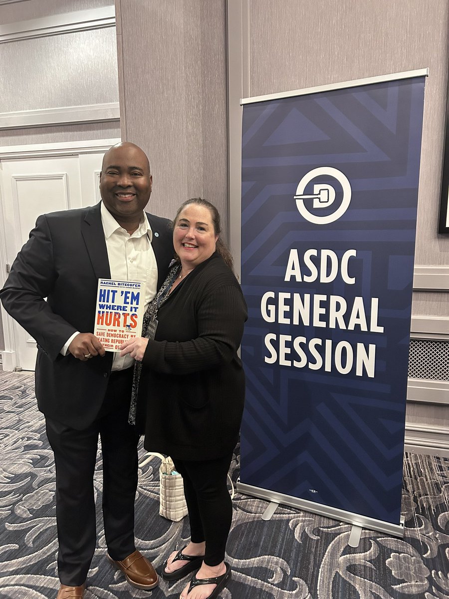 It was so great to see & welcome my good friend, Her Royal BadAss, @RachelBitecofer to the @DemStateParties meeting in Chicago!!!