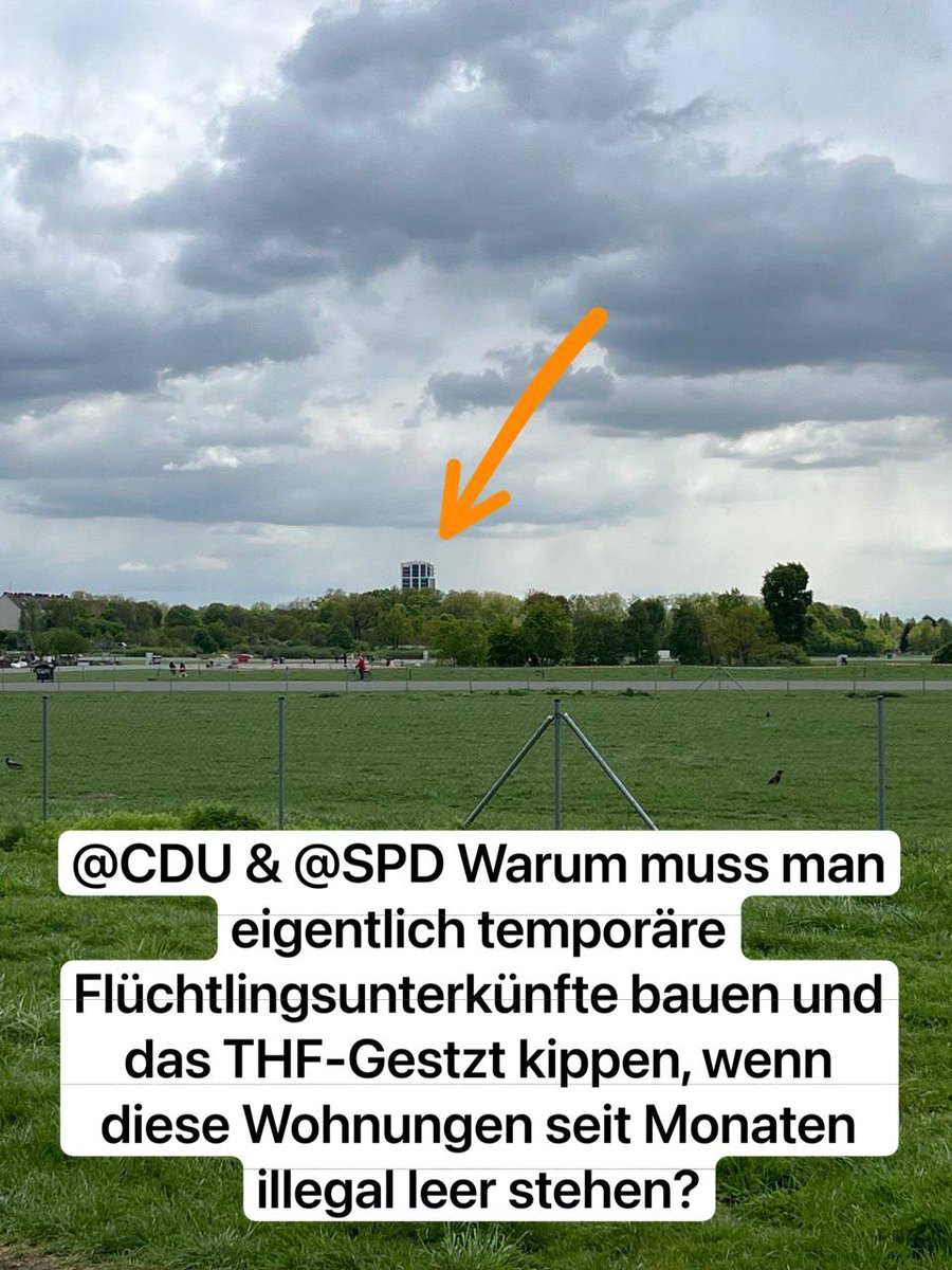 Wohnungsmangel (auch für geflüchtete Menschen) ist relativ: Es gibt großen Bedarf und gleichzeitig viel #Leerstand. Anstatt die Bebauung des @thf100 als Scheinlösung zu präsentieren, sollten leerstehende #Wohnungen den Menschen zur Verfügung gestellt werden, die sie brauchen!