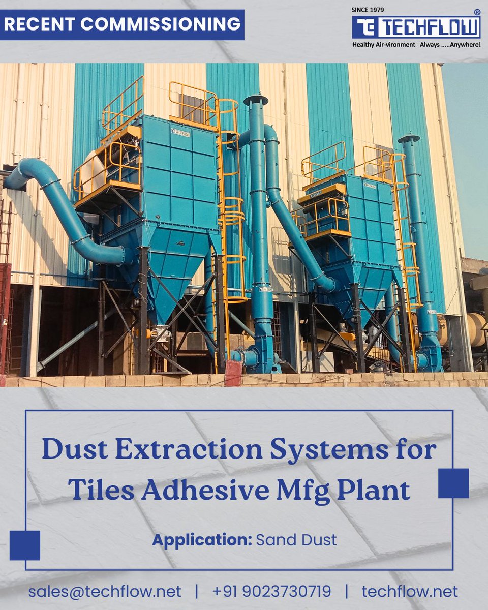 techflownet's tweet image. Introducing our latest dust collection system for a Tile Adhesive Plant in Jammu! Designed for a sand section, it efficiently handles sand dust. Explore our dedusting solutions at techflow.net/.../product/pu…
#commissioning #dustcollectionsystem #dedustingsystem #techflowenterprises