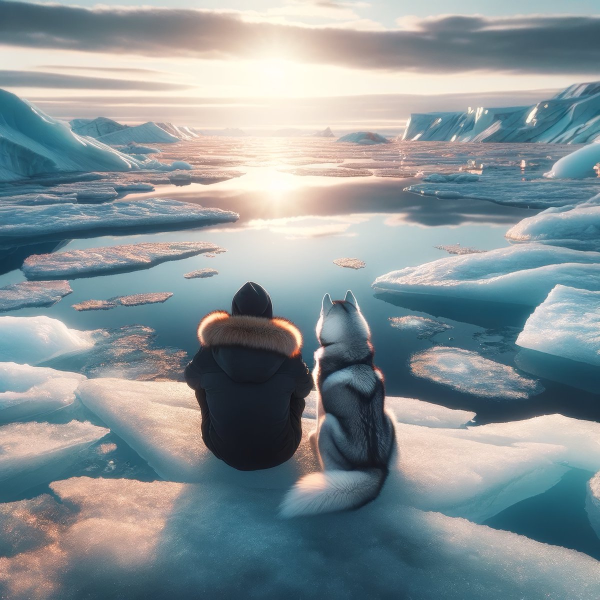 Good Afternoon! ☀️ Today, the Arctic teaches us the virtue of patience. As Sisu and I sit quietly, we watch the slow dance of daylight across the melting ice. It's a beautiful reminder that life unfolds in its own time, like the ice that shapes itself anew. 🧊💧