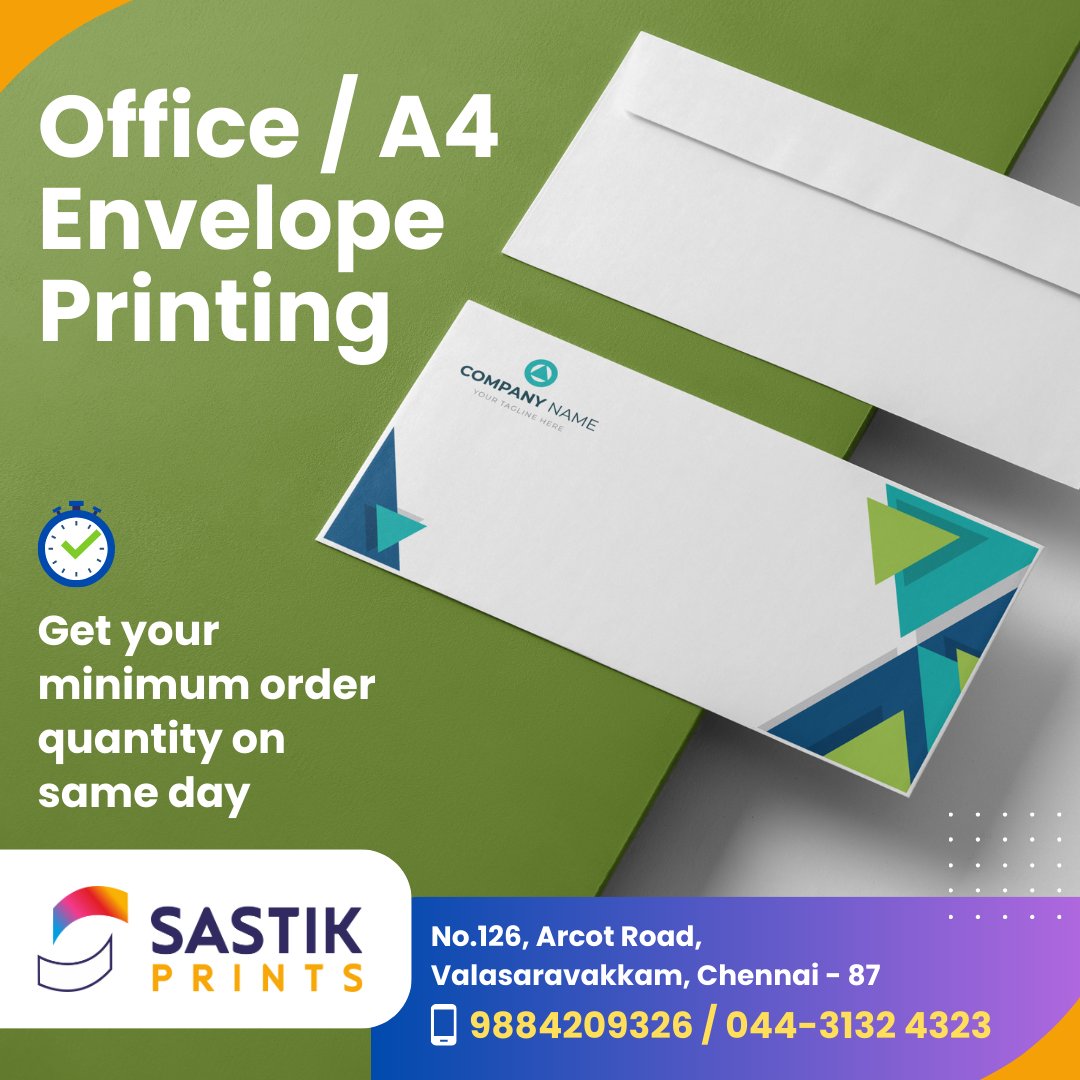 Sastikprints's tweet photo. Get Envelope Printing on same day. #SastikPrints 📱9884209326  #A4 #envelope #envelopeprinting #officeenvelope #printing #chennai #digitalprint #printingshop #valasaravakkam #alwarthirunagar #ramapuram #Alappalapakkam #maduravoyal #porur https://t.co/rth5vgl85C