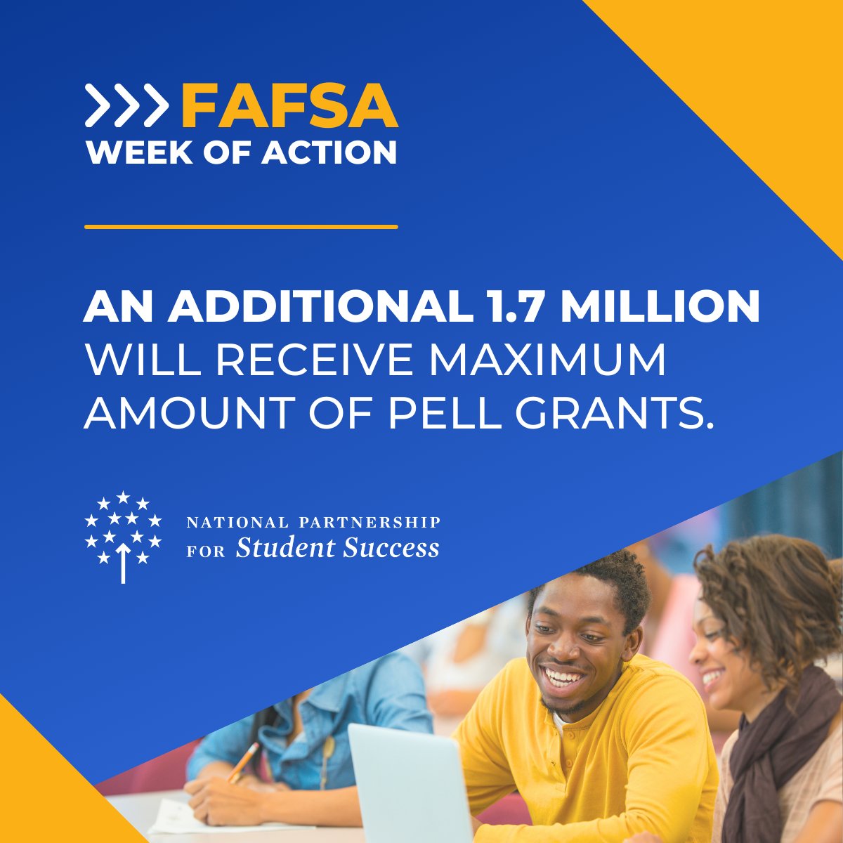 Recent @FAFSA updates by @USEdGov means an additional 1.7 million students are eligible to receive maximum #FinanicalAid via Pell Grants. 📚 Help students complete the 𝗕𝗲𝘁𝘁𝗲𝗿 𝗙𝗔𝗙𝗦𝗔 in under an hour with these @NCAN resources: ncan.org/page/fafsa_com… #HigherEd