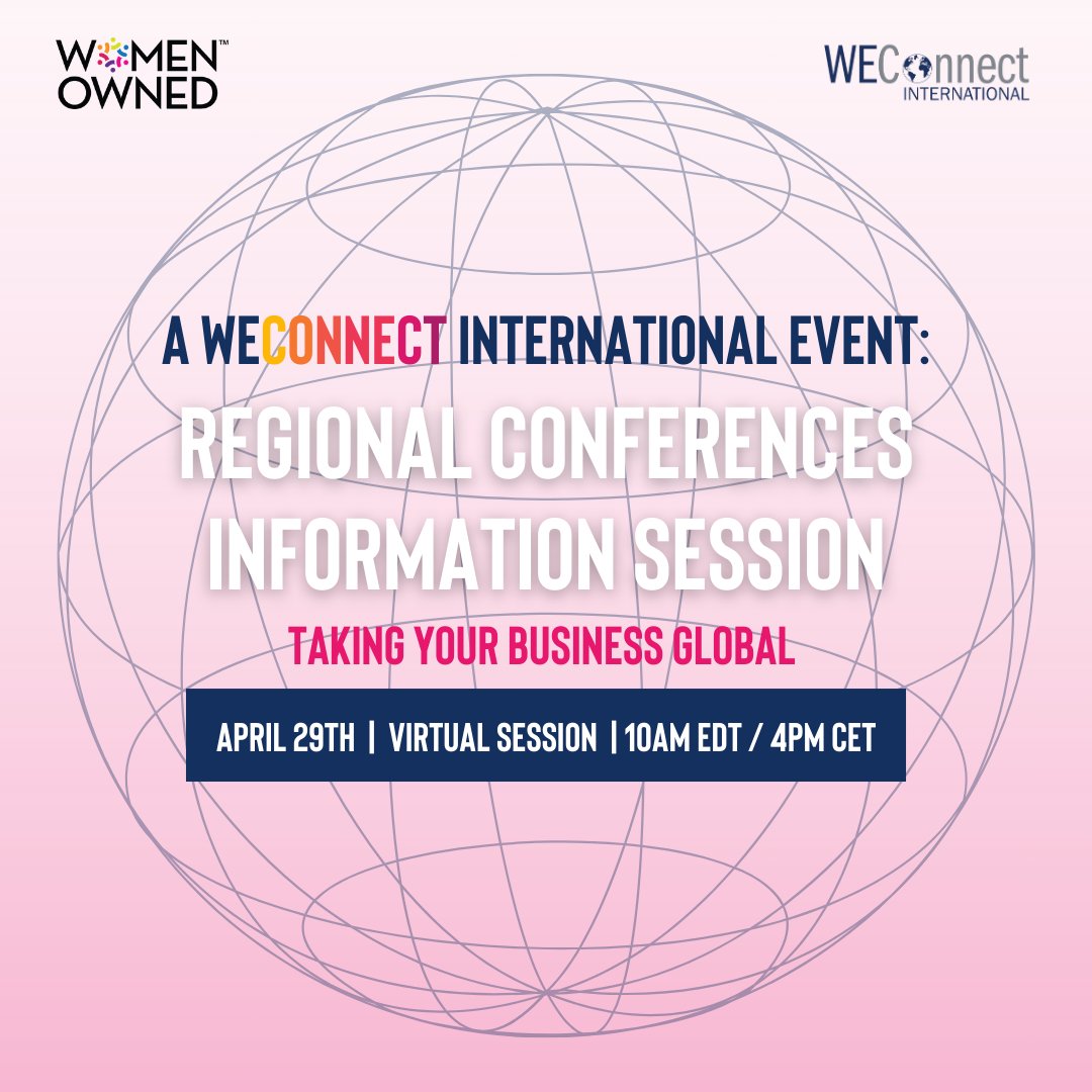 Join us at a WEConnect International regional event this year! From Paris to Johannesburg, Montreal to Bangalore, we are making connections all over the world. 🌎 Learn more & register: ow.ly/PSYG50RiLvr