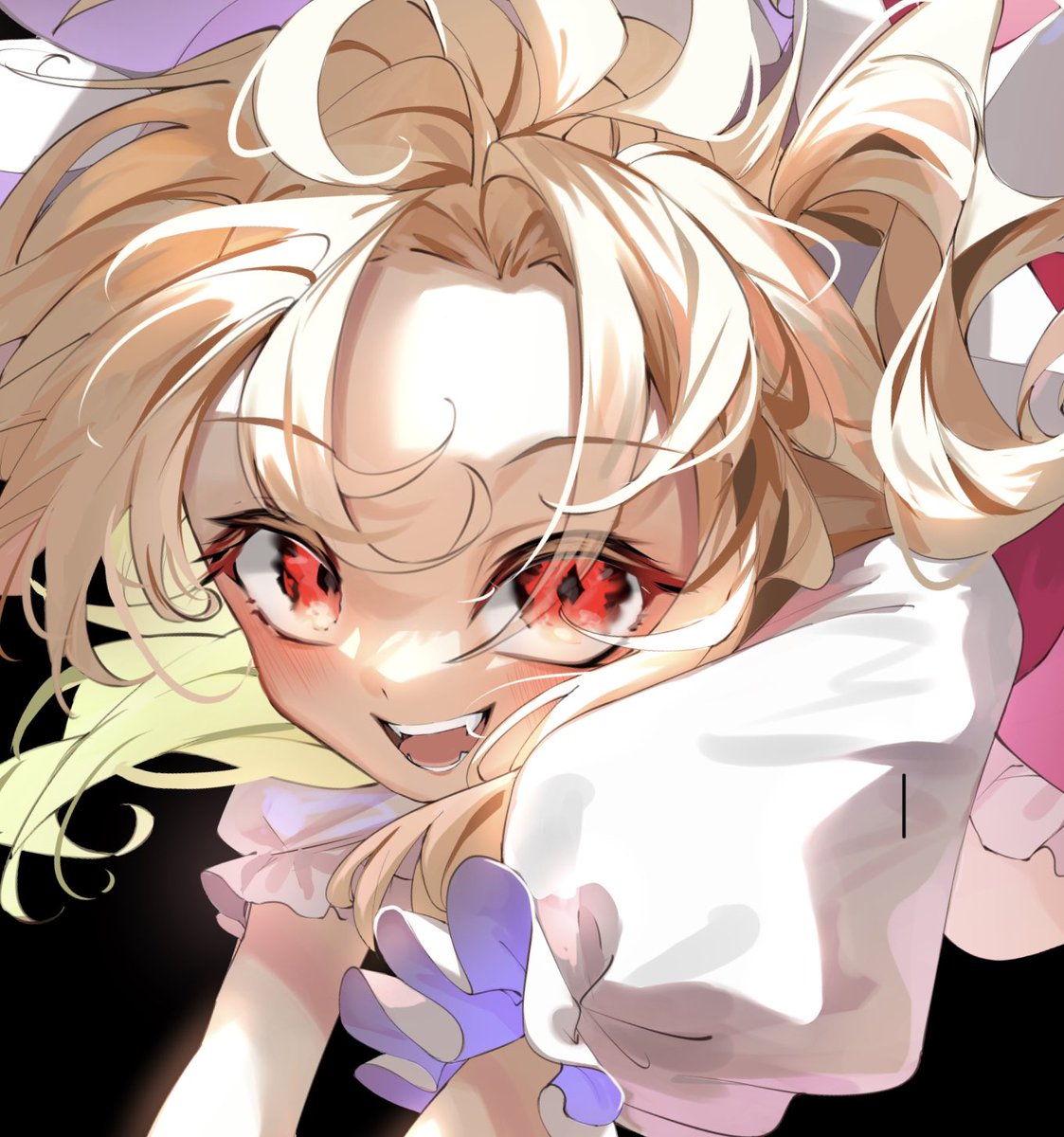 flandre scarlet 1girl solo looking at viewer blush smile open mouth simple background  illustration images