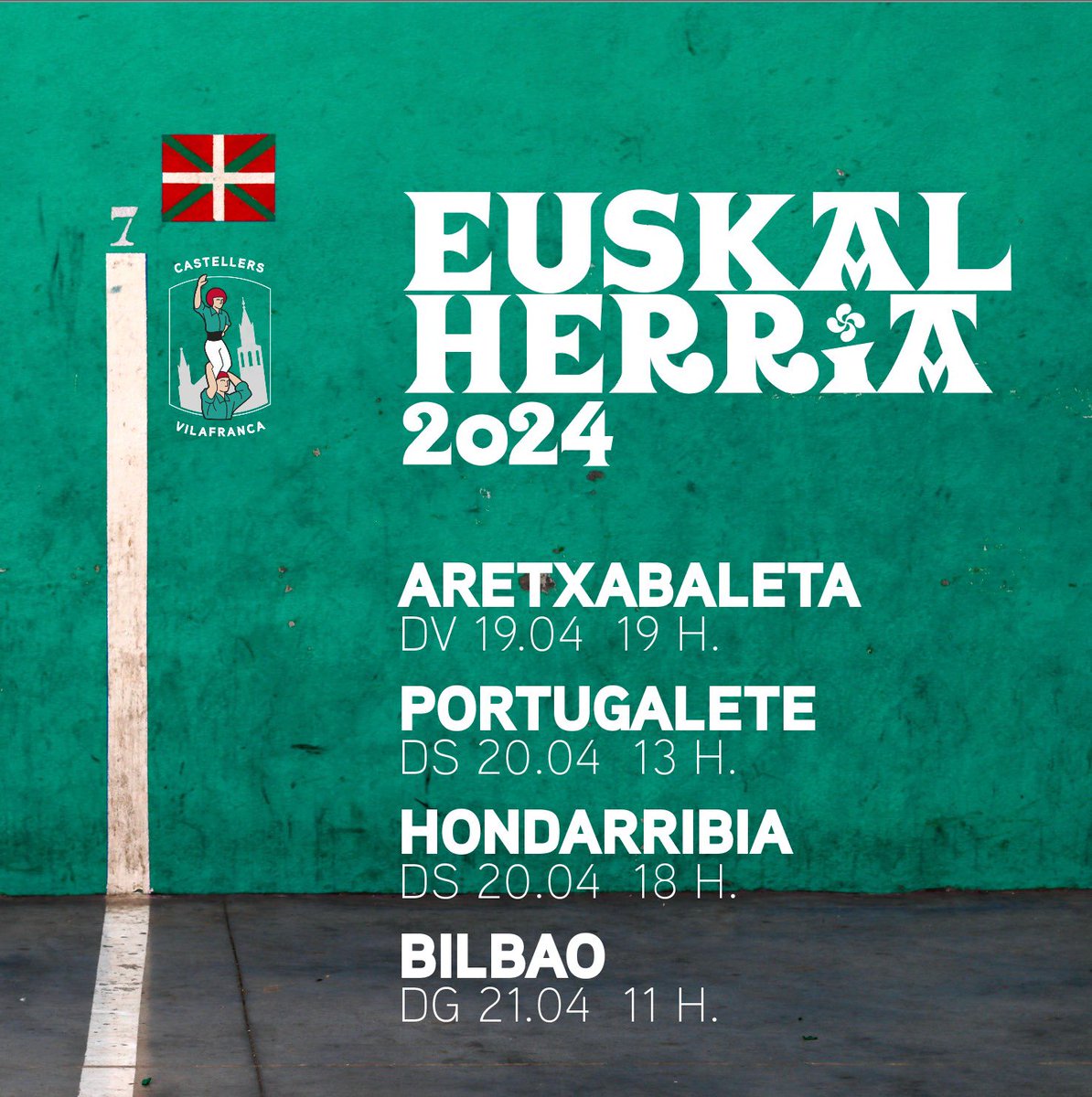 🟢Marxem a Euskal Herria!

‼️Aquest cap de setmana anem al País Basc, on actuarem a diferents pobles per ensenyar la nostra cultura!

#castellers #castells