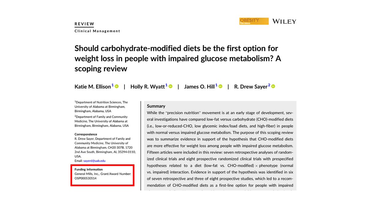 The corrupt state of evidence based medicine. General Mills pays doctors to discredit low carb diets in 'research' journal. Why? $$$$