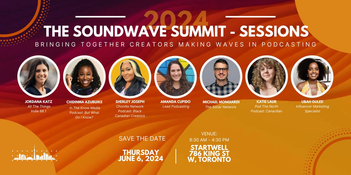 BlackCanadianCC's tweet photo. Tickets now available!

THE SOUNDWAVE SUMMIT - SESSIONS (Podcast Event)
==== ==== ==== ==== 
Thursday June 6, 2024 - 8:30 AM to 4:30 AM
Toronto, ON Canada

Full line-up and details: https://t.co/oXi3zkfl6j
DISCOUNT CODE: BCC15 for 15% off! https://t.co/oRNkL5tyK0