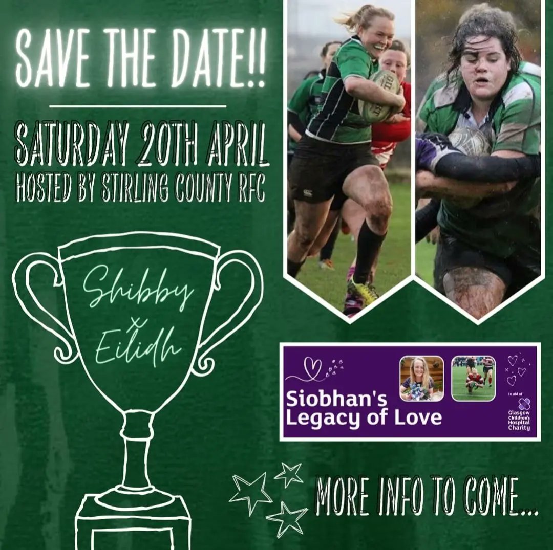 Stirling university Women's annual Memorial game is set to be played this Saturday at 5pm Join us in celebrating the lives of Siobhan Cattigan and Eilidh McNab at Bridgehaugh this weekend. Tickets available at: stirlingcounty-rfc.co.uk/scrfc-events/ All money from tickets will go to GCH