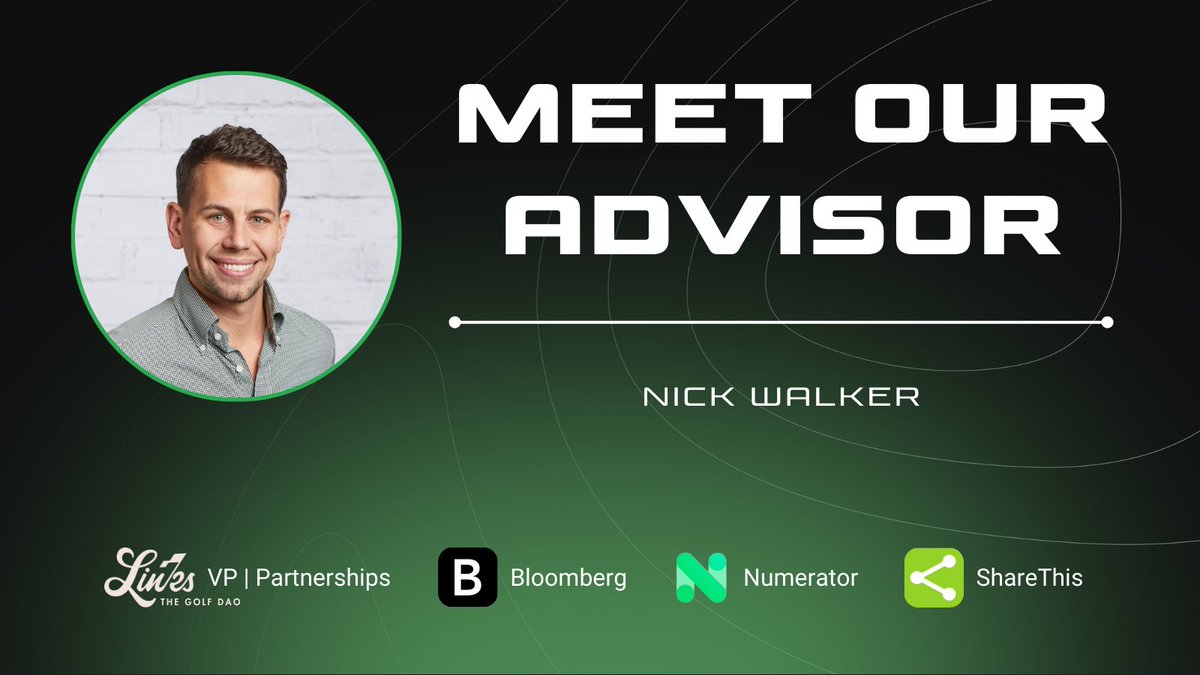 GolfNApp's tweet photo. Advisor Spotlight 5/12 – Nick Walker

Nick previously built and led partnerships @LinksDAO, working with some of the biggest brands in golf to provide unmatched utility and course access for its holders.

Nick will leverage his network and knowledge to help GolfN scale faster. https://t.co/YhDBzZewWV