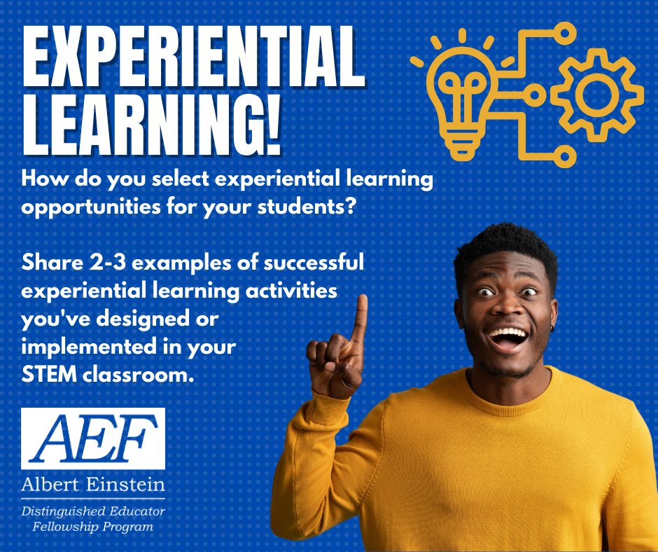 Let's talk about experiential learning! What types of resources do you select for your students? What types of professional development and partnerships do you find most helpful for implementation? Tag your favorite resources and us #EinsteinFellows23