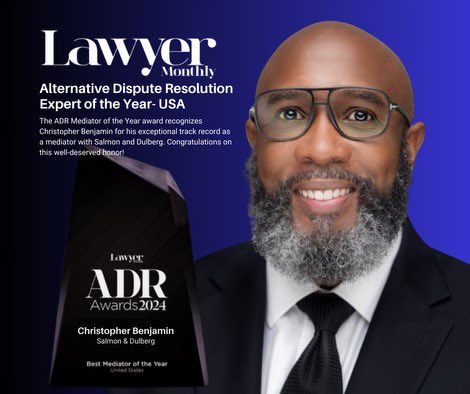 Christopher Benjamin Receives ADR Expert of the Year (USA) Award for His Exceptional Arbitration and Mediation Skills with Salmon & Dulberg Dispute Resolution