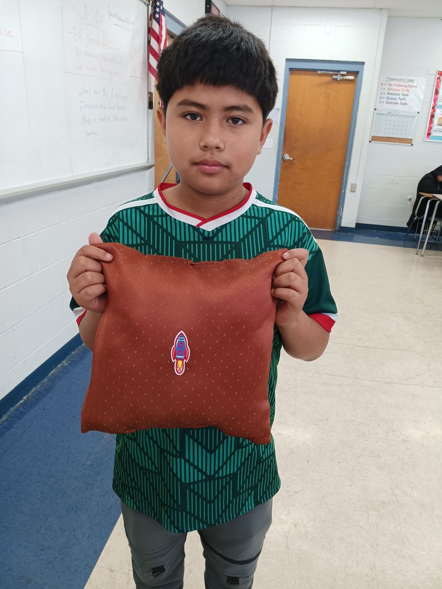 Mrs. Makhija's students created hand sewn pillows from fabric provided by the district.