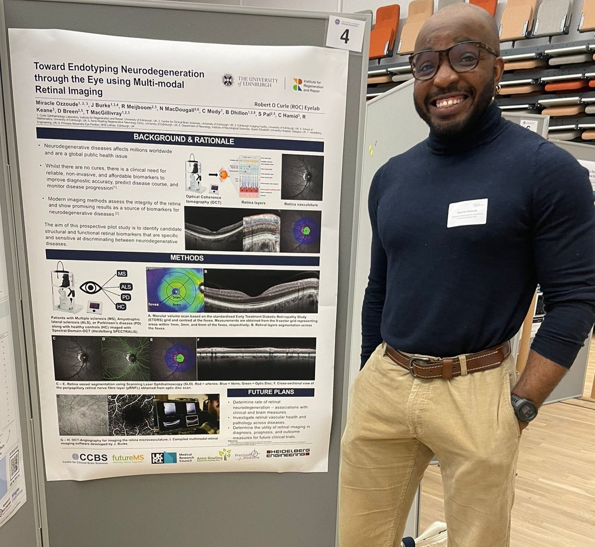 Our PhD students Kelly Panichnantakul & Miracle Ozzoude presented their interesting work on PET and OCT imaging of neurodegeneration today at #EdNeuroDay

#MultipleSclerosis #neuroscience 
@EdinUniNeuro @EdinUniImaging @_bethyork @MeijboomR @AnnaWilliamsLab @TomJMacg