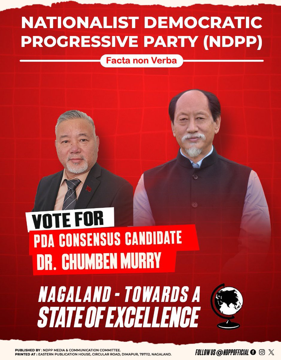 NPFWomen's tweet photo. Vote for Dr. Chumben Murry, PDA’s consensus candidate. Together, let’s forge a path towards a future marked by progress and integrity. #LokSabaElections2024 

Your vote, your future. Make it count!

#NDPP #PDA #chumbenmurry #cleanelection #Nagaland #factanonverba https://t.co/5dwFd4aaTD