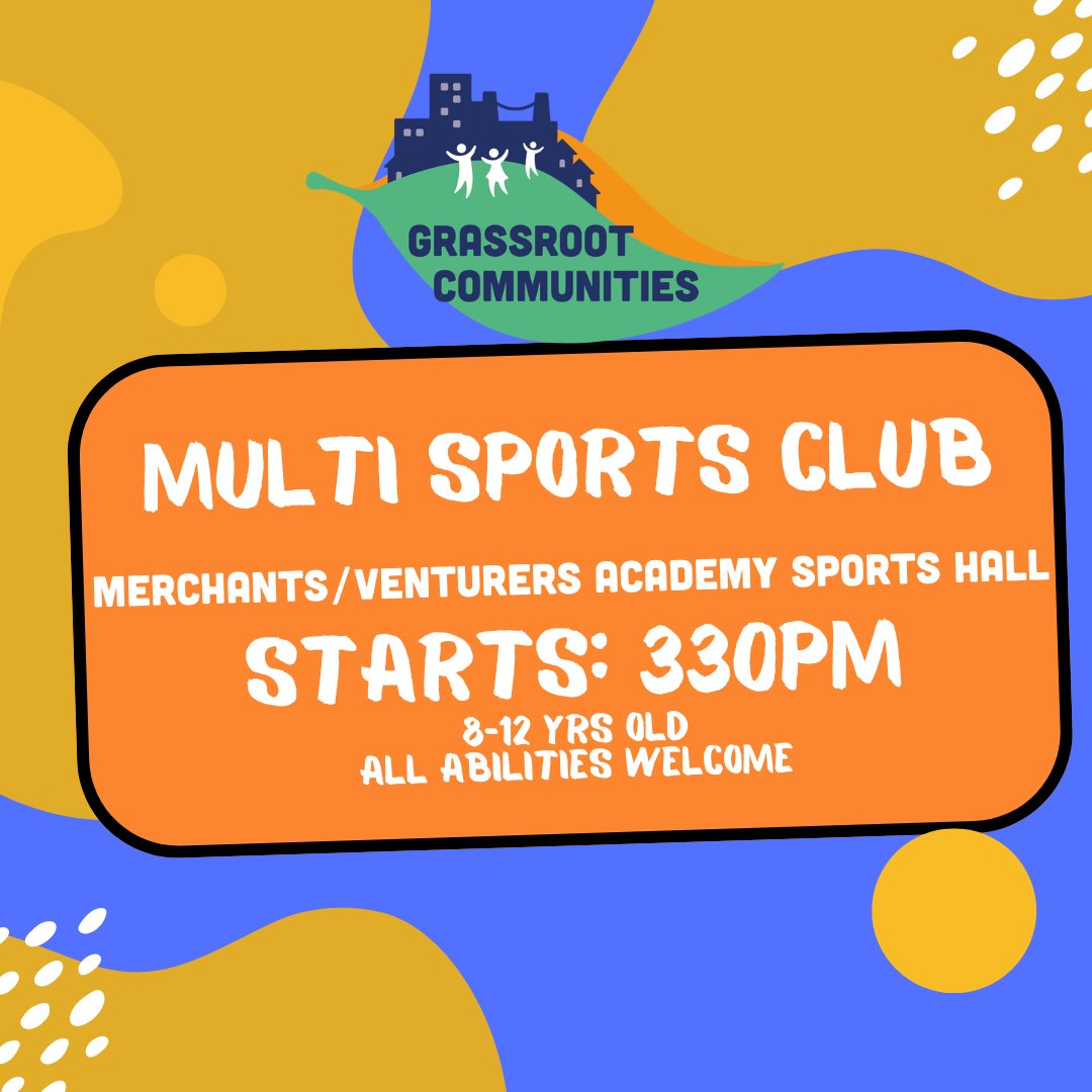 REMINDER: Grassroot Communities Multi Sports Club is back today! #grassrootcommunities