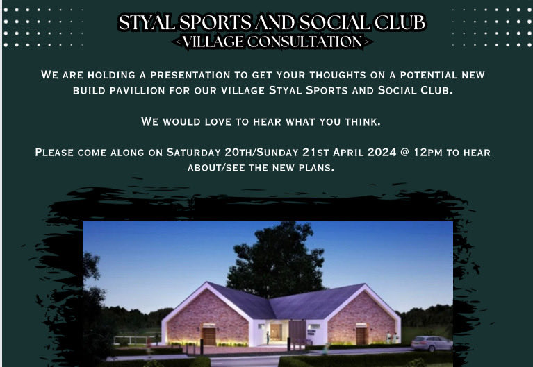 Styal Sports and Social Club invitation #community #village #Styal