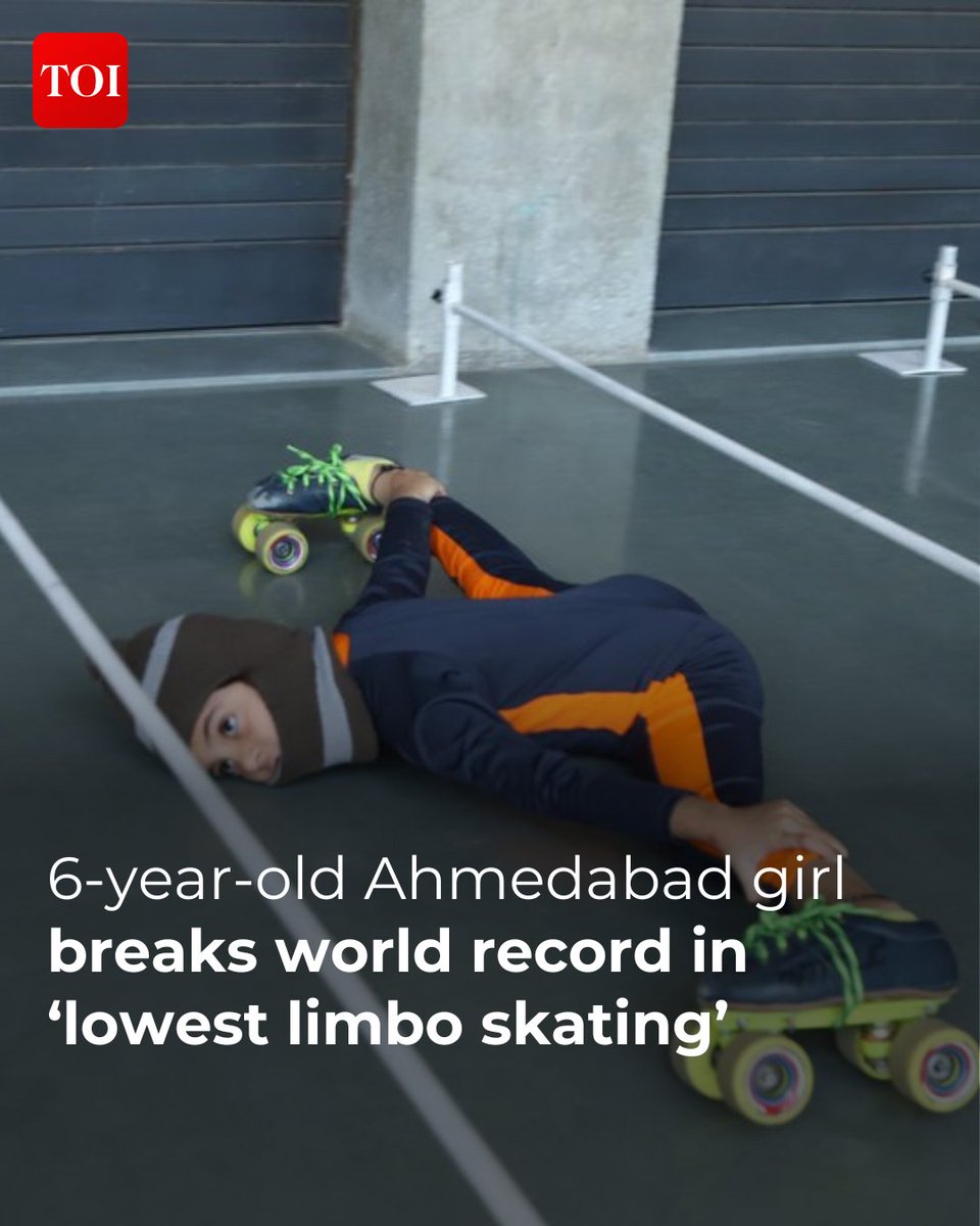 India's #TakshviVaghani creates a new #WorldRecord for lowest limbo #skating over 25 metres - 16 cm (6.29 in).

Watch video here🔗toi.in/-JydKY