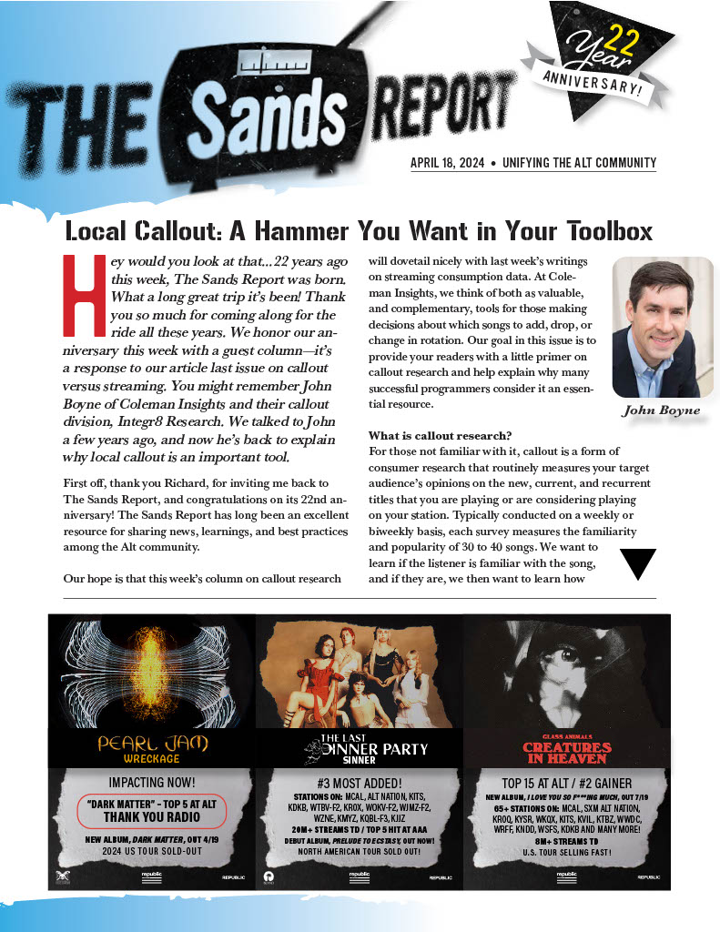 JohnatColeman's tweet photo. Thanks to Richard Sands for speaking to me about how callout research helps radio stations in this week's Sands Report. https://t.co/80bL3Uzg2Q