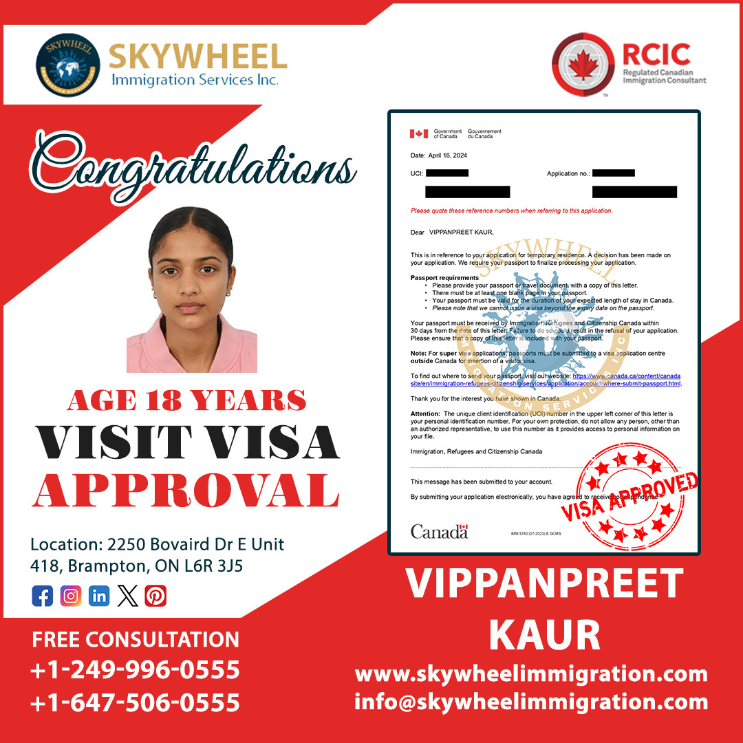 Congratulations to our satisfied client for (Visit Visa Approval)
.
Apply Now
+1249-996-0555
+1-647-506-0555
skywheelimmigration.com
info@skywheelimmigration.com
.
.
#skywheelimmigration #visitvisa #travelgoals #exploretheworld #visaexperience #touristvisa #travelabroad