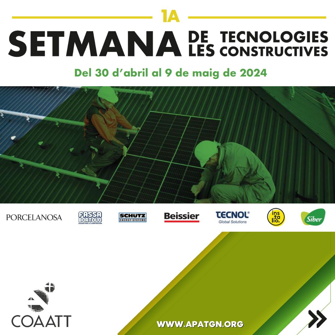 coattarragona's tweet photo. 🗓️ SETMANA DE LES TECNOLOGIES CONSTRUCTIVES · del 30 d'abril al 9 de maig

✅Un espai de trobada entre tècnics i empreses per conèixer les darreres novetats en materials i tecnologies.

➕info i inscripcions: https://t.co/Y4NDcRZaaI
#agenda #arquitecturatecnica #tarragona https://t.co/27qeJkygta
