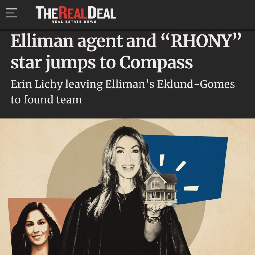 Compass's tweet photo. Please join us in welcoming top-producing agent Erin Lichy to Compass in New York. She is spearheading a new team alongside seasoned Compass agent Alexandra Hedaya.  #RealEstate #ThisIsCompass https://t.co/aExQ8PXjUX