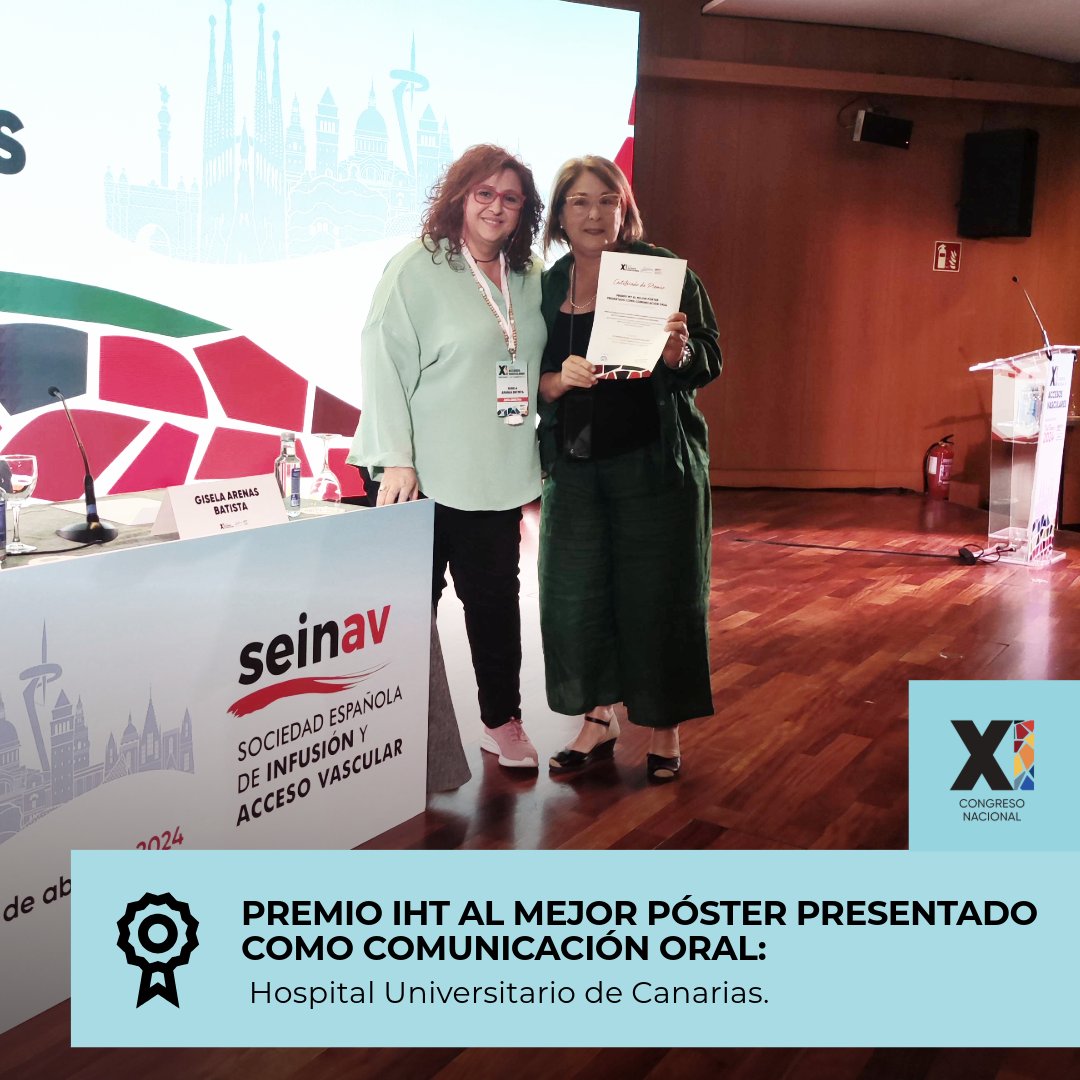 En el #11SEINAV hemos entregado los premios a Mejor Comunicación Oral, Mejor Póster y Mejor Póster Presentado Como Comunicación Oral. Los han entregado: Elisabeth Lafuente, Xavier García Alarcón y Gisela Arenas. Todo con el apoyo de IHT Iberhospitex. @XavierXga @gisela0408