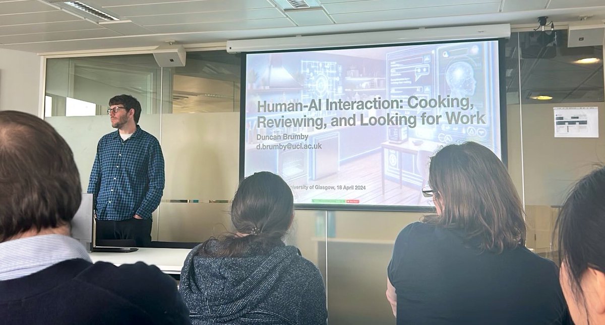Lovely talk by @DuncanBrumby in todays GIST seminar talking about cooking, generative AI and gig work