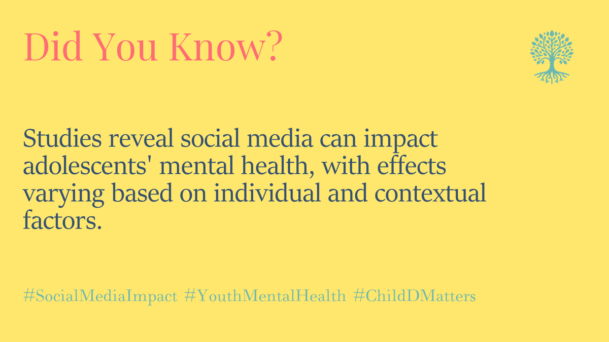 Studies reveal social media can impact adolescents' mental health, with effects varying based on individual and contextual factors. #SocialMediaImpact #YouthMentalHealth #ChildDMatters 1/5