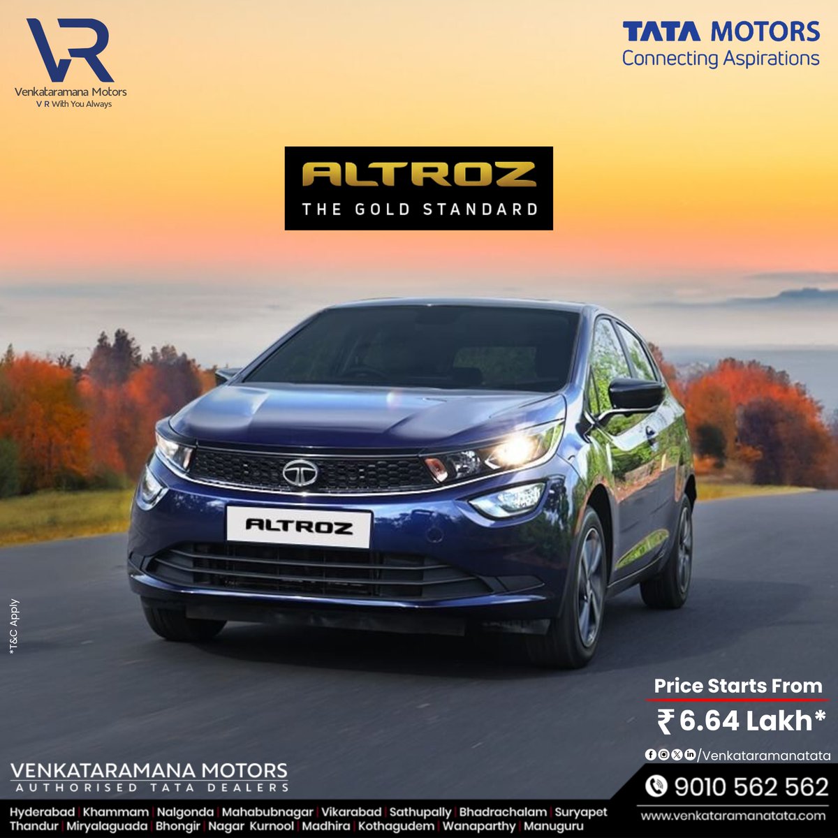 Let's chase those stunning sunsets with #ALTROZ by our side. Time to hit the road and make unforgettable memories.​ Visit us - venkataramanatata.com/new-cars/tata-… Call us - 9010562562 #TheGoldStandard #Hatchback #Altroz #TataMotorsPassengerVehicles #Cars #YearEndOffers #ALTROZDCA #VvcGroup