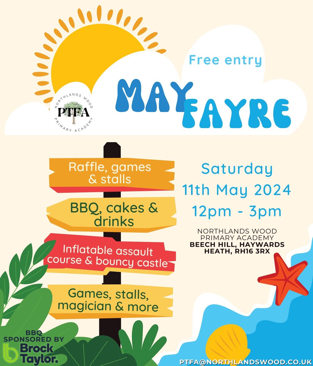 Join us at the PTFA's May Fayre on Saturday, May 11th from 12pm to 3pm Kick off the summer season with a blast! Bring your friends, family, and neighbors for a day filled with laughter, entertainment, and community spirit BBQ sponsored by @BrockTaylor1 @Northlandstweet