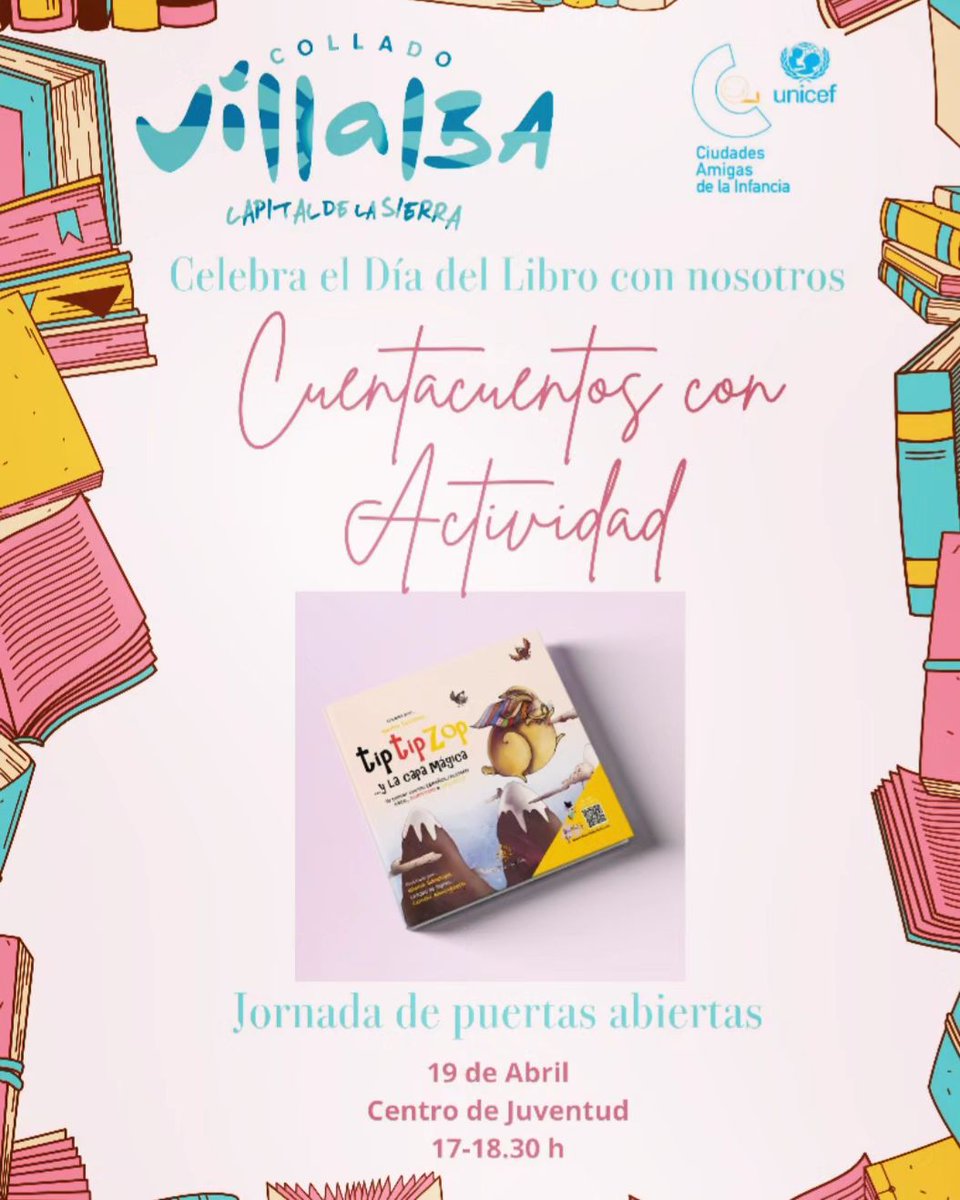 AMPAMBCV's tweet photo. Con motivo de la celebración del Día del Libro, el viernes 19 de abril participa en un Cuentacuentos y una actividad gratuita para trabajar el Derecho a la No Discriminación en el Centro de Juventud de Collado Villalba. Tendrá lugar de 17 a 18:30 y no es necesario registro . https://t.co/tn5F7vpkOh