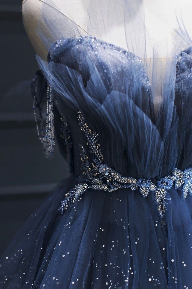 Blue fairytale dress details.