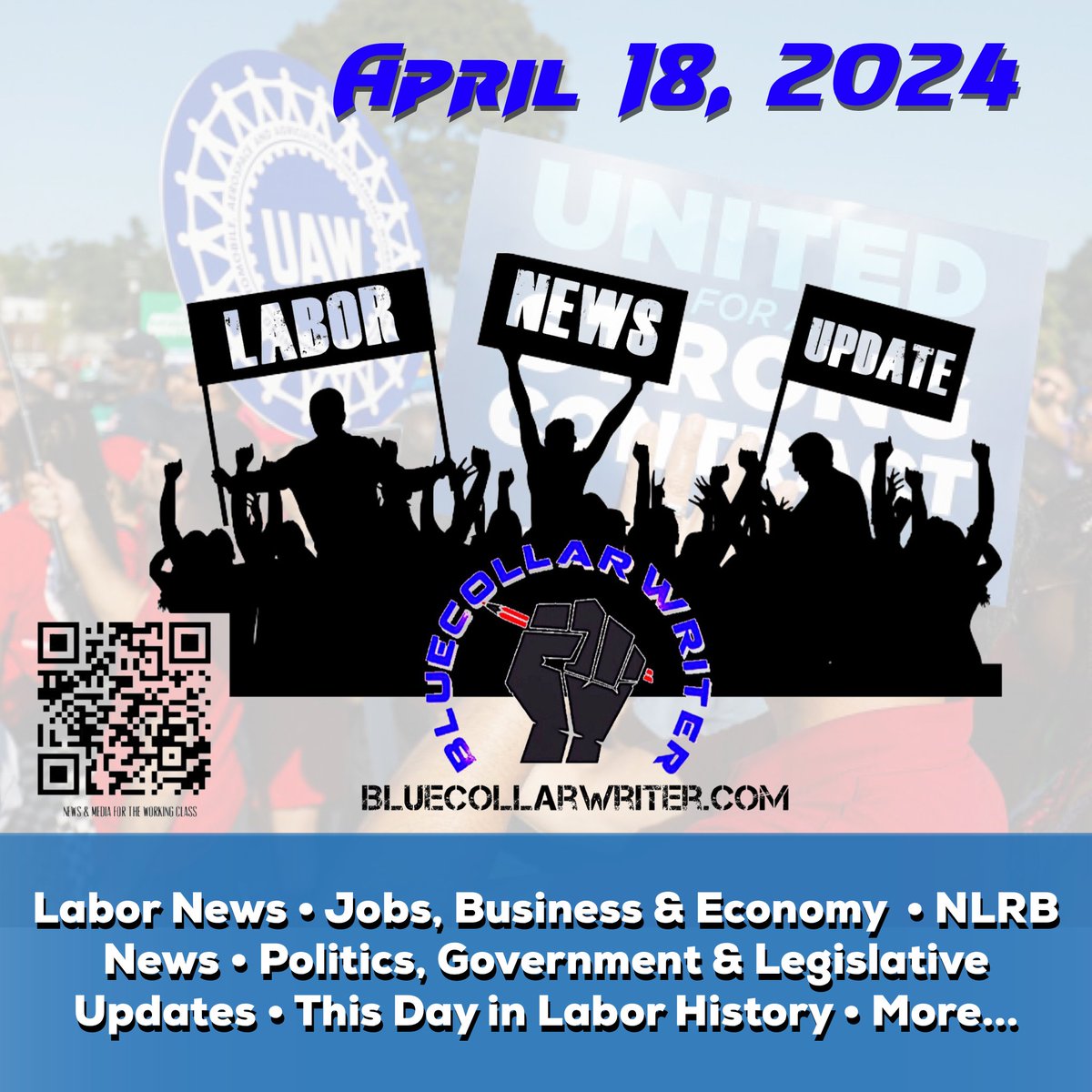 #BlueCollarWriter Labor News Update - 4/18/2024: bluecollarwriter.com/home/labor-new… #1u #UnionStrong #UnionYes #ItsBetterInAUnion #LaborHistory #NLRB #Jobs #Economy #UnionBustingIsDisgusting