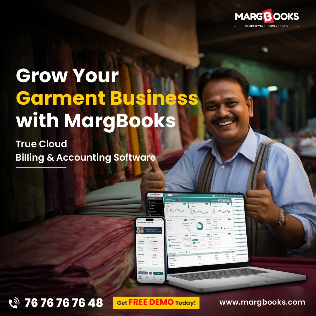 🌟 Discover New Opportunities 🎉  for your Garment Business with MargBooks - An Ultimate Game-Changer! 🚀
𝐁𝐨𝐨𝐤 𝐲𝐨𝐮𝐫 𝐅𝐑𝐄𝐄 𝐃𝐞𝐦𝐨 @𝟕𝟔 𝟕𝟔 𝟕𝟔 𝟕𝟔 𝟒𝟖
𝐰𝐰𝐰.𝐦𝐚𝐫𝐠𝐛𝐨𝐨𝐤𝐬.𝐜𝐨𝐦

#garmentbusiness #businessgrowth #margbooks   #business #onlineaccounting