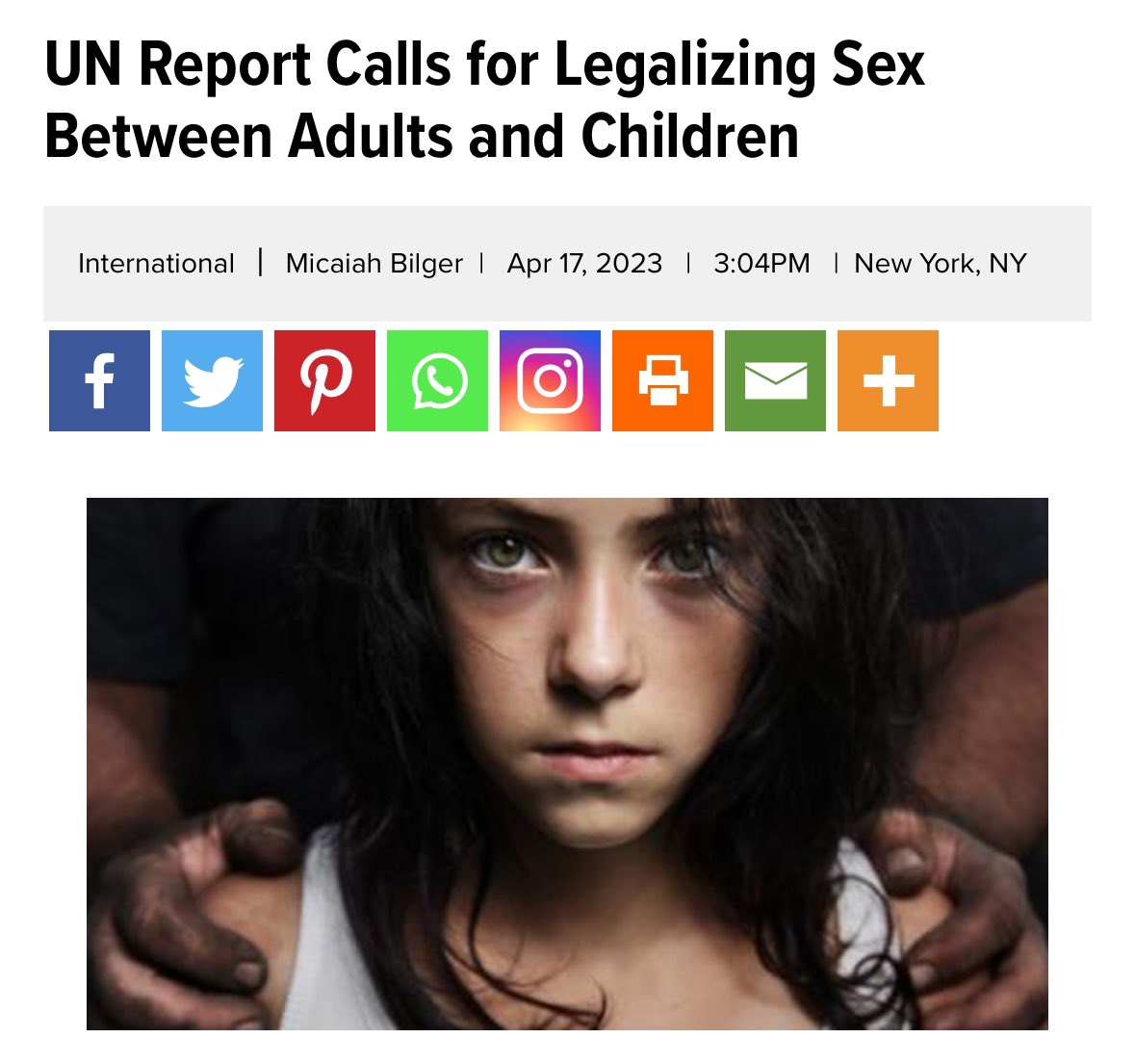 The UN is back at it claiming children can consent to sex with adults. In a new report the UN provides guidance to DAs and judges that they ought to recognize the fact that adults and children can have consensual sexual relationships. Why? share-netinternational.org/wp-content/upl…