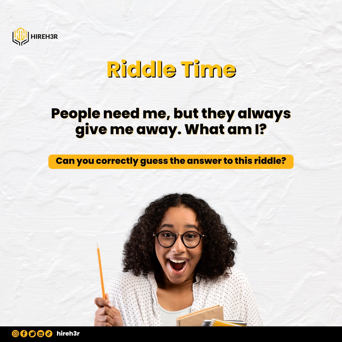 Riddle Time!!!

Can you correctly guess the answer to this riddle😁😁😁😁.

#hireh3r #trivialthursday #riddletime #riddle #riddlestory #Verydarkman #Davido
