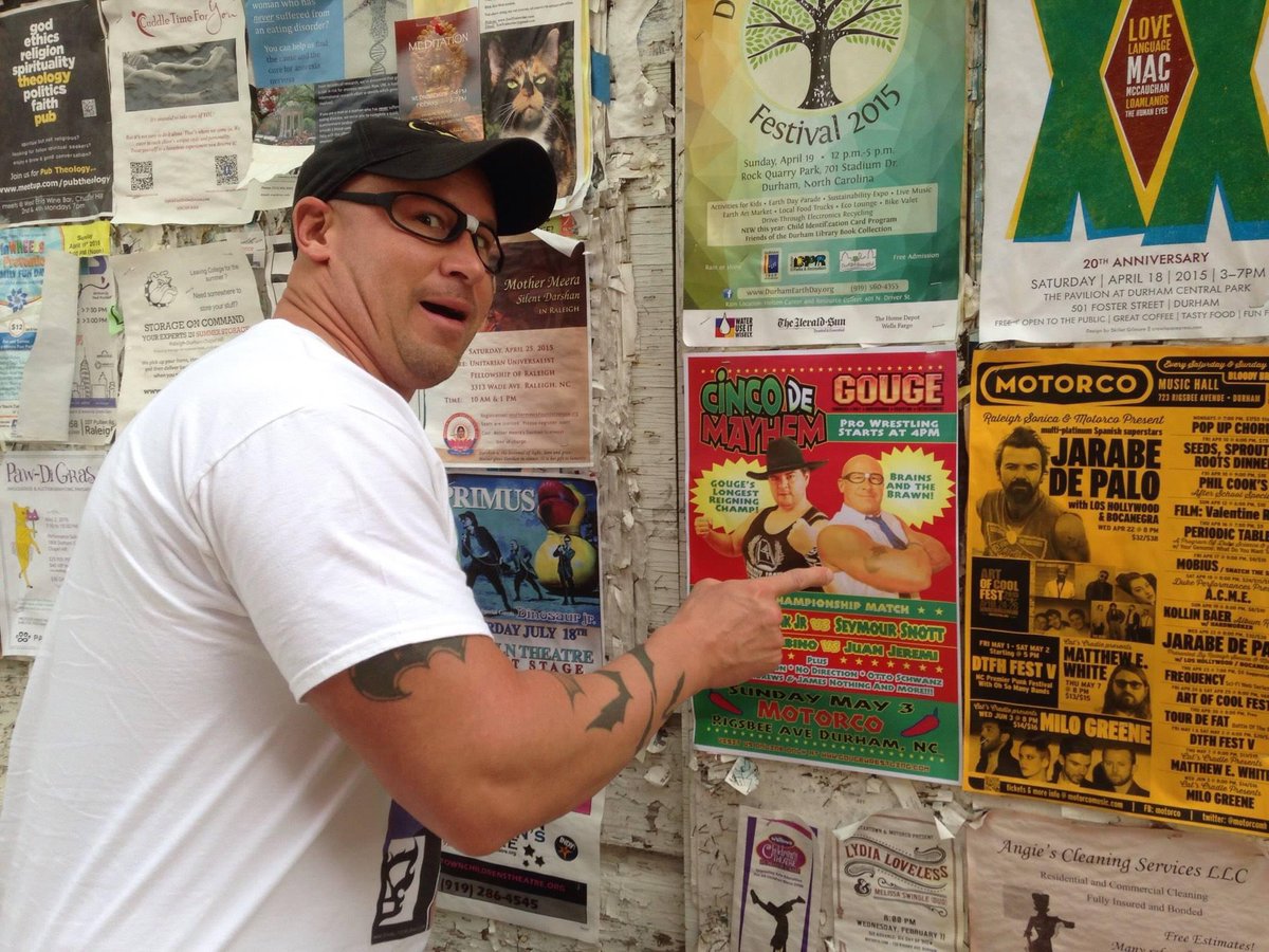 #tbt 4/18/15 Postering in #Durham for @GougePro @motorcomh #NerdHerd #CoffeeCorps 🤓☕️
