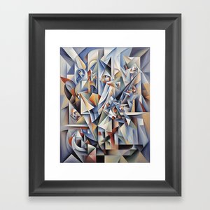 Euclidean Abstract Cubism In Blue Tones 2 Wood #WallArt #taiche #society6 #abstractcubism #artwork #painting  #digitalart  #artistsonx #contemporaryart #abstractart #abstract #fineart #modernart #acrylicpainting #abstractpainting society6.com/product/euclid…