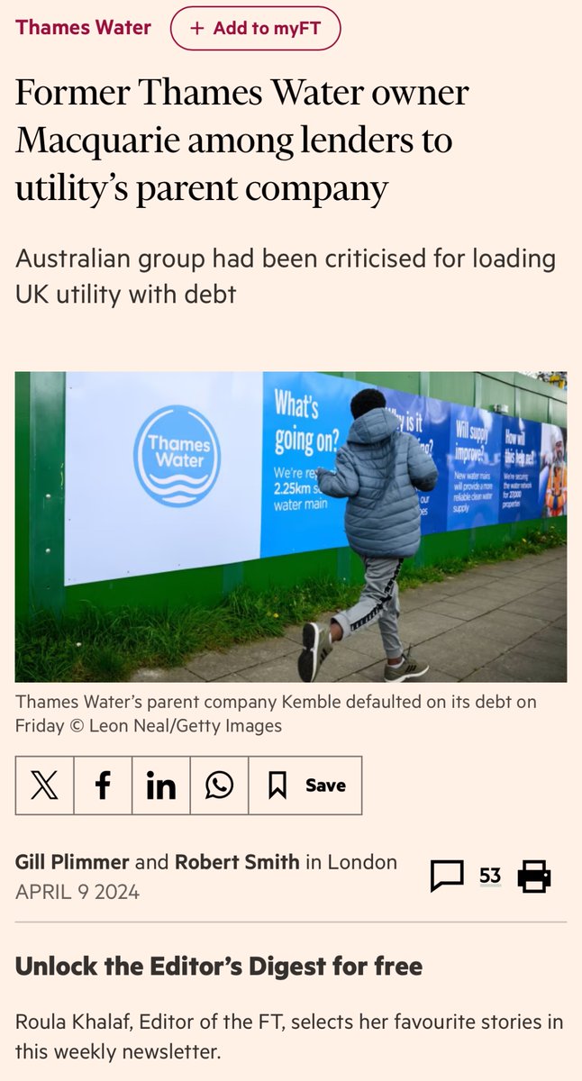 @SOSWhitstable @thameswater You’re “Taking the @thameswater” 
“Thames Water has more than £18bn of debt including £15.6bn of net debt at the operating company level.” #SewageScandal