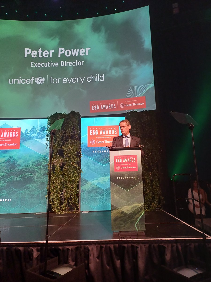 A great partner Peter Power of @unicefireland with a call to action for all at #ESGAwards @GrantThorntonIE @BandF . .@CommunityFound