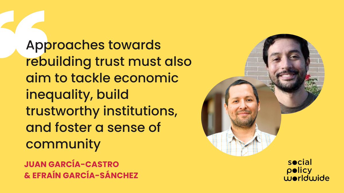 Social Policy Worldwide (@socialpolicyww) on Twitter photo Economic inequality increases a sense of unfairness that erodes people’s #trust in one another and in political institutions.
How can governments get out of this loop?
Read about insights from Latin America at <a href="/socialpolicyww/">Social Policy Worldwide</a>
➡️ socialpolicyworldwide.org/post/economic_… Economic inequality increases a sense of unfairness that erodes people’s #trust in one another and in political institutions.
How can governments get out of this loop?
Read about insights from Latin America at <a href="/socialpolicyww/">Social Policy Worldwide</a>
➡️ socialpolicyworldwide.org/post/economic_…