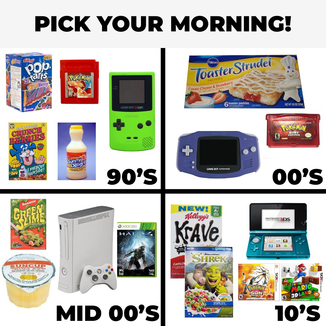 You can only pick one, which morning are you going with? . . . #breakfast #morning #snacks #retro #retrogaming #retrogames #nintendo #xbox #xbox360 #microsoft #3ds #gameboy #gba #90s #2000s #10s #2010s #nostalgia #childhood #childhoodmemories #retronostalgia #gaming #90skids…