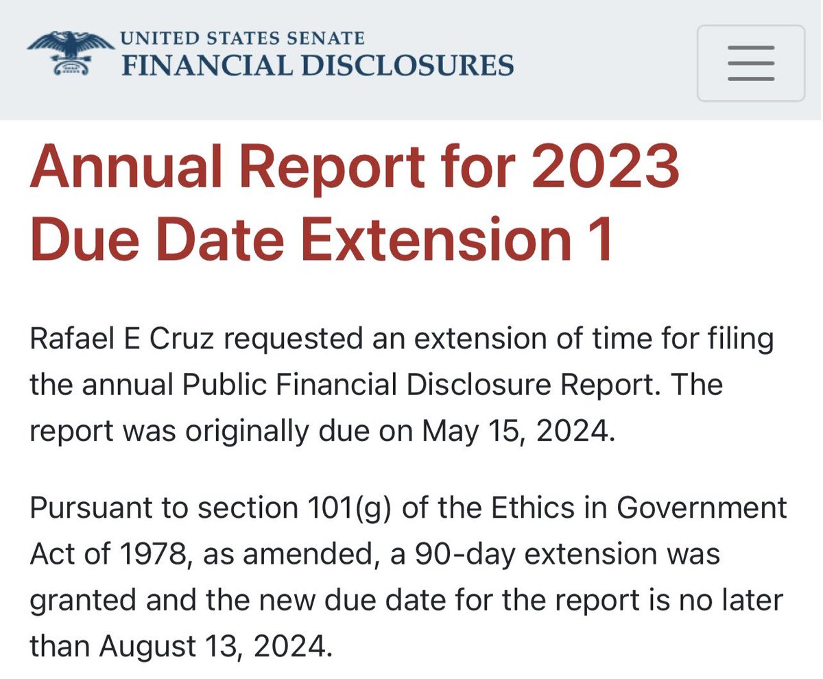 Wow. Ted Cruz just filed an extension request for his financial report—after weeks of questions about him funneling money from his podcast to his super PAC. He’s hiding the details of this deal—we need to see his contract with iHeartMedia.