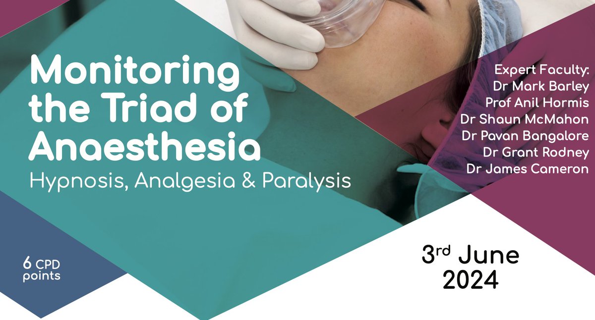 ✅NEW COURSE ANNOUNCEMENT✅ 

Monitoring the TRIAD of Anaesthesia 
'Hypnosis, Analgesia &amp; Paralysis'

💡Talks
💡Interactive discussion
💡Workshops
💡Practical Demonstrations
💡Case Presentations

📅 3rd June 2024
6⃣ CPD points approved 

Booking ⏬⏬⏬
a-line.org.uk/events/monitor…